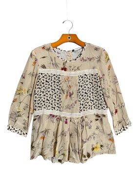MaxMara Weekend Silk Floral Blouse Bohemian Garden Party Feminine Peplum  S